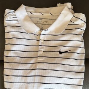 Nike Dri-FIT White and Black Striped Polo golf shirt